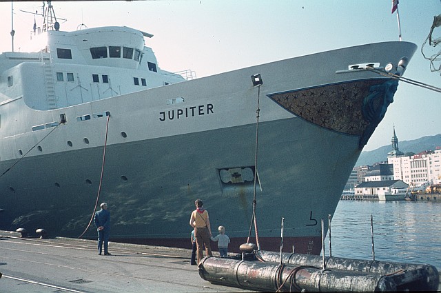 My mother, my little brother and me, watching our ship during a short stop in Stavanger in July 1976.