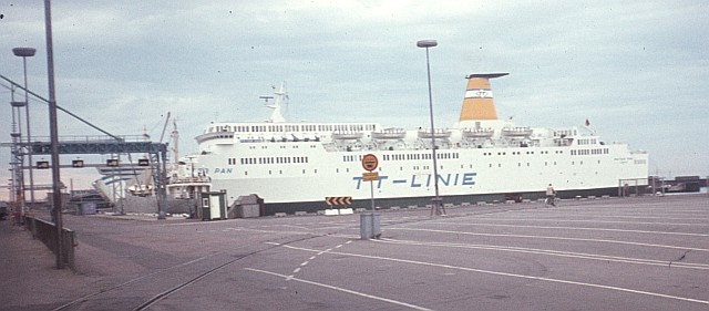My next ferry adventure was on long defunct Swedish TT-Linie, sailing between Travemünde and Trelleborg. I was seven years old. Old enough to feel the excitement  (and my dad's anxiety) of sailing past the Iron Curtain between Germany and the German Democratic Republic. Travemünde was the last port of the western world. I also remember the trip on MS 'Nils Holgersson', sitting on the sunny deck for the 6 or 7 hour crossing to Sweden. On the way back we sailed on the sister ship MS 'Peter Pan'.