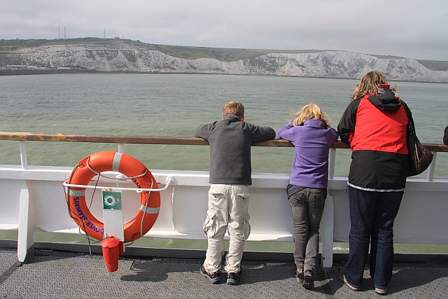 Every parent should show their kids the famous White Cliffs of Dover. The best way to see them is from a ferry! Here is my proof that my kids have seen them :-)