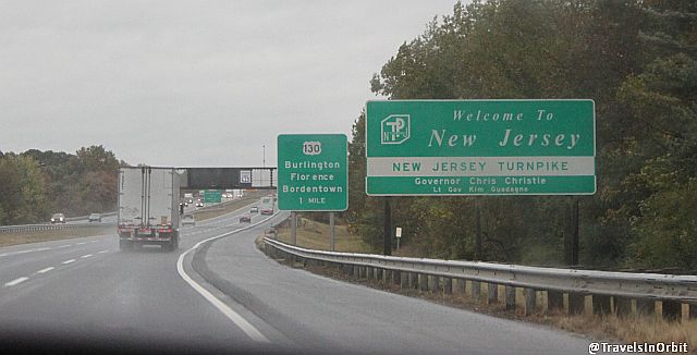 It is a grey day when we cross the New Jersey state line towards New York City.