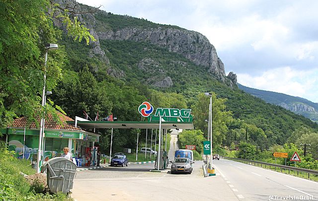 South Serbia is a beautiful green and mountainous region. We fill up our tank in the town of Sicevo for the stretch to Belgrade.