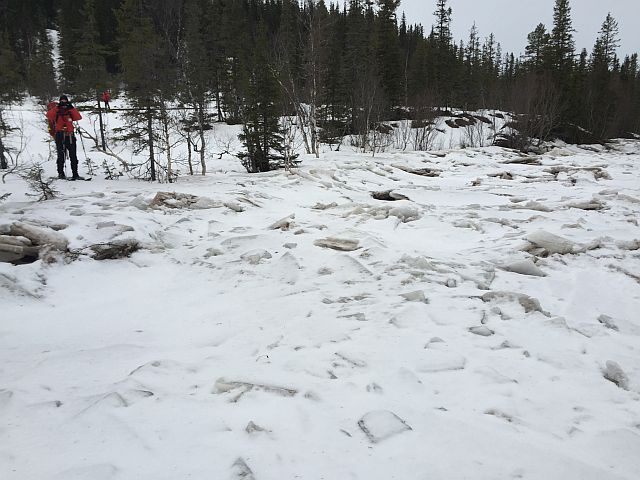Only a few hundred meters before the end point we cross the frozen Sildra River, the main water flow in the valley. This is a dangerous crossing!
